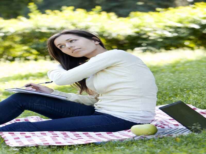 Girl Studying green park